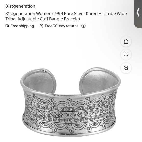 Sterling Silver Floral Stamped Cuff - Picture 12 of 12